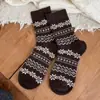 Calcetines de Lana Color Castaño Cacao, Estilo Simple Academia del Café, Estilo Japonés, Calcetines Holgados Fair Isle Cálidos para Otoño e Invierno
