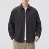 Nueva camisa retro americana de pana de manga larga para hombre 2026, estética simple de estilo japonés "old money", corte holgado, prenda exterior versátil de algodón