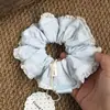 Scrunchies de renda azul sal marinho pequenas produções elásticos para rabo de cavalo e coque de menina doce