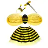 Fantasia de Performance Infantil Abelha Adereços Vestido de Dança de Princesa Joaninha Conjunto de Três Peças Conjunto de Quatro Peças Fofo