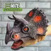 Venda Direta da Fábrica Luvas de Fantoche de Mão Dinossauro Borracha Macia Triceratops Tiranossauro Rex Modelo de Animal de Simulação Infantil Brinquedo de Menino