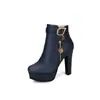 Botas para Mujer 2026 Otoño/Invierno Nuevo Estilo Tacón Ultra Alto Plataforma Impermeable Hebilla Botas de Moda Estilo Europeo y Americano Talla Grande 3992