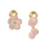 Pendientes asimétricos con forma de espiral antimosquitos y flor rosa, sin perforaciones, de temperamento dulce, suaves y románticos, para mujer