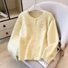 Suéter Abrigo Cardigan de Cuello Redondo Bordado a Mano para Mujer Otoño/Invierno 2026 Nuevo Abrigo Holgado Ropa de Punto Cardigan de Moda
