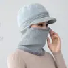 Mono de bufanda de piel de conejo para madres de mediana edad y ancianos, bufanda de sombrero de lana con felpa para invierno de niños y ancianos para mantenerse abrigado