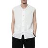 Camisa regata de algodão e linho masculina de verão estilo chinês cor sólida fivela traje Tang fina camisa chinesa uma geração de cabelo