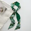 Bufanda Pequeña de Seda Suave Blanca y Verde Fresco para Mujer Estilo Coreano ins Banda para el Cabello Larga de Cinta Nueva Bufanda Estampada Primavera y Verano
