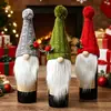 Feria de Navidad Manga para Botella de Vino Rudolph Tejido Navideño Anciano Creativo sin Rostro Juego de Botellas de Vino Tinto Decoración de Mesa