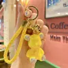 Exquisito Llavero de Oso Sentado con Pedrería, Linda Muñeca de Peluche Tachonada con Pedrería y Cuerda Tejida, Colgante Personalizado para Bolso, Accesorio para Coche