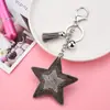 Lentejuelas Estilo Europeo y Americano Creativo Dos Tonos Diamante Terciopelo Coreano Estrella de Cinco Puntas Borla Llavero Colgante Bolso Joyería Al por Mayor