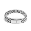Pulseira Corrente Positiva e Negativa de Aço Titânio Tendência Europeia e Americana Pulseira Masculina Pulseira com Fivela Magnética de Corrente Dupla Quadrada Tecida de Aço Inoxidável