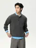 Mtlclothes Suéter de Punto para Hombre con Cuello Henry, Jersey Sencillo de Color Puro, Cálido, Casual, Básico, Versátil, Moderno