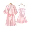 Pijama Estilo Nuevo para Mujer Verano Delgado Tirantes Camisón de Seda Sexy Chaleco de Seda de Hielo Falda Base para Mujer Ropa Exterior