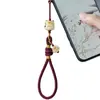 Cordón para Teléfono Móvil Estilo Chino Tejido a Mano Carbón Bodhi Garra de Gato Tostada Gato de la Suerte Cadena Corta Anti-Caída Colgante para Teléfono Móvil