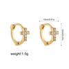 Aretes de Cruz de Oro de 18K con Zirconias, Aretes Retro Simples, Aretes de Círculo Versátiles, Accesorios de Exportación Transfronteriza Europeos y Americanos
