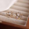 Brincos de Flor Branca Sem Furos para Orelha Femininos High-end Camélia Brincos Studs Sem Dor Elegante Estilo Mori Primavera e Verão Novos Chegados