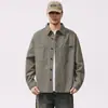 Camisa de trabajo retro americana para hombre, corte holgado, nuevo estilo primavera 2026, marca de moda, bordada, con cuello, manga larga, chaqueta para hombre