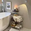 Carrito de Bocadillos Estilo Vintage con Estante de Almacenamiento, Organizador Móvil de Varias Capas para Libros y Juguetes junto al Sofá en la Sala de Estar, Cesto de Ropa Sucia