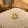Qingdao Antigo Médio [Escultura Flor de Ouro] Anel de Abertura com Sentido Avançado Flor Estilo Novo Popular Anel Retrô