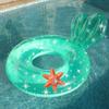 Anel de natação inflável transparente com estampa de estrela-do-mar azul, espessado e ampliado, para brincar na água, boia flutuante