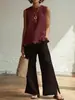 Camisa Feminina Elegante Minimalista de Cor Sólida com Gola Redonda, Sem Mangas, Barra Ondulada - Novo Estilo Europeu e Americano - Site Independente Amazon - Primavera/Verão 2026