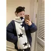 Bufanda de Punto de Lana con Estrella de Moda para Mujer Invierno Estilo Callejero Coreano Calentador de Cuello Bufanda Versátil