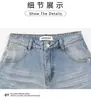 Jeans de Mezclilla Finos para Mujer Primavera/Verano Nueva Moda Cintura Alta Adelgazantes Azul Claro Rectos Pierna Ancha Pantalones de Longitud al Suelo