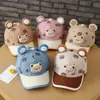 Gorra de béisbol infantil con estampado de oso súper linda, gorra de béisbol coreana linda para niños, gorro de pana para bebé de otoño e invierno