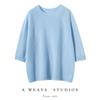 Suéter de Punto para Mujer 100% Cachemira Pura, Cuello Redondo, Color Sólido Liso, Manga Corta, Otoño Nuevo, Top de Cachemira Manga Corta