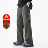 Pantalones Casuales para Hombre 2025 Primavera, Otoño, Invierno Modernos Sueltos de Pierna Recta Largos con Forro Polar, Espesados con Cordón Ropa de Trabajo de Pierna Ancha