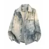 Jaqueta Masculina Nova Primavera 2026 Tie-Dye Fina Roupa de Trabalho Gola Reversível Camisa de Manga Longa
