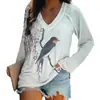 Camiseta de manga larga para mujer, corte holgado, cuello en V, estampado animal 3D digital interesante, transfronteriza, al por mayor