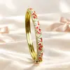 Pulsera floral de vid transfronteriza europea y americana con lazo, esmalte cloisonné, esmalte vintage, goteo de aceite, adornada con diamantes, diseño único