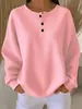 En Stock Transfronterizo Amazon Comercio Exterior Moda Cuello Redondo Tejido Waffle 2025 Otoño/Invierno Nuevo Color Sólido Jersey Suelto Top