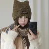 Gorro de Lana de Colores Mixtos con Orejas de Gato Dulces y Lindas Otoño Invierno Engrosado Cálido Gorro de Lana Hace que la Cara Parezca Más Pequeña Cubre Cabeza Gorro para el Frío