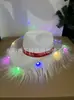Nuevo sombrero de vaquero occidental de pelo rosa sombrero para estilismo de Carnaval navideño con luces LED luminosas
