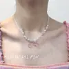Colar Rosa Doce Estilo Francês Gatinho 2025 Novo Ins Design Cool Exquisito Versátil para o Dia a Dia Corrente para Clavícula