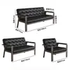 Conjunto simples de sofá e mesa de centro para escritório comercial, espesso e durável, adequado para recepção e sala de espera, sofá de couro de três lugares com estrutura de aço