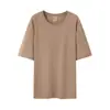 Camiseta de Algodão Manga Curta 180g para Homens e Mulheres, Camiseta Básica de Cor Sólida, Roupa de Verão, Camiseta Cultural de Gola Redonda em Cores Doces, Roupa de Trabalho com Logo Impresso