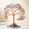 Árbol de Dinero de Grava de Cristal Natural Base de Ágata Árbol de Cristal Multicolor Adorno de Escritorio Decoración del Hogar
