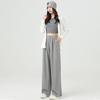Calça Feminina 2026 Primavera Estilo Preguiçoso Fluida Cintura Alta Petite Comprimento Total Wide-Leg Reta Não Precisa Passar