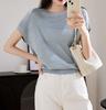 Suéter Tricô Verão Simples Branco Gola Redonda com Design Vazado de Seda Gelada Top Casual para Mulheres