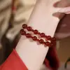 Pulsera de Ágata Roja Natural Mismo Estilo de Zhao Lusi, Cuentas de Calcedonia Simples y Versátiles, Déjame Brillar, Venta al por Mayor de Pulseras Xu Yan