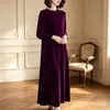 Roupas Íntimas Outono e Inverno Estilo Hepburn Cor Sólida Gola Redonda Vestido Moda Feminina Nicho Atacado Transfronteiriço Solto Linha A Longo Vestido