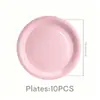 Platos Desechables Redondos Rosas Transfronterizos Vasos de Papel para Fiesta Servilletas de Papel Platos de Papel Mantel Cuchillo Tenedor Cuchara Banderines en Stock