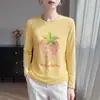 Verão 2026 Novo Cardigã de Tricô Fino com Gola Redonda Feminino Estampa Floral Cover-up Casual Manga Longa Camada Interna Camada Base