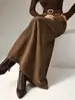 Falda Midi de Pana Exquisitamente Diseñada en Línea A de Lujo Ligero, Estilo de Comercio Exterior para Mujer, Falda de Alta Calidad y Elegante