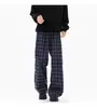 Calça Xadrez Casual Transfronteiriça para Homens, Marca de Moda de Rua, Calça Esportiva Longa Solta, Calça Casual de Perna Larga para Homens para o Outono