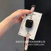 Pulseira de couro estampada com patchwork de estrela de metal zircônio adequada para Apple 10 11 Xiaomi Huawei 11 GT6 Fit4