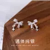 Pendientes de Plata S999 con Forma de Lazo para Mujer, Clavos Frescos y Dulces para el Cartílago del Oído, Pendientes de Rosca Japoneses y Coreanos como Regalo